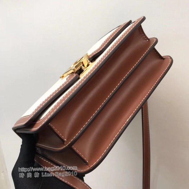 Burberry專櫃新款女包 巴寶莉雙色帆布TB小號斜挎包單肩包  db1149